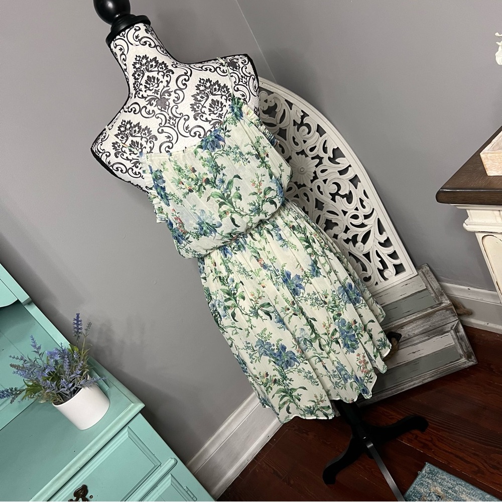 Zara Boho Floral Ruffle Mini A-Line Dress Size Large NWT Resortwear Beach - Picture 9 of 13